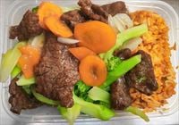 Beef broccoli with Malaysian rice